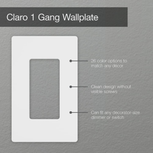 Lutron Claro Screwless Wallplate 1-Gang, CW-1-WH