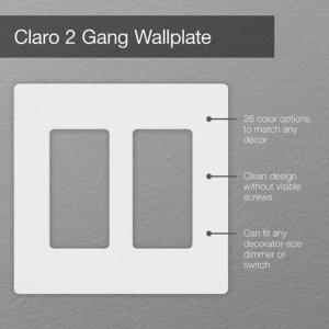 Lutron Claro Screwless Wallplate 2-Gang, CW-2-WH