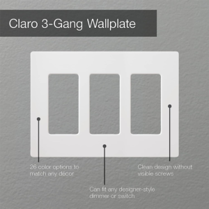 Lutron Claro Screwless Wallplate 3-Gang, CW-3-WH